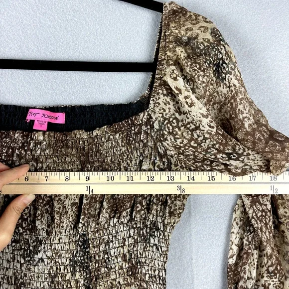 Betsey Johnson Tiered Midi Dress Small Animal Print Ruched Whimsigoth Fairy - Picture 10 of 16